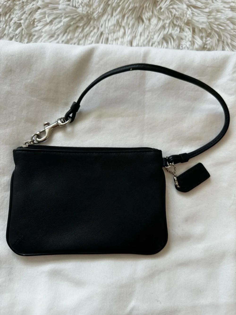 Coach Black Leather Wristlet Logo Lined Wristlet - Taupe Interior